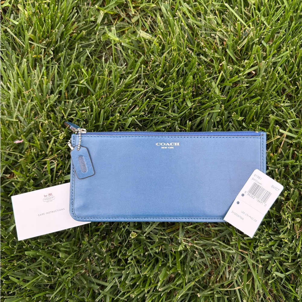 NWT Coach Slim Blue Leather Wallet